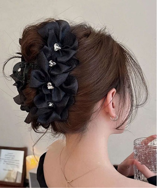 Port（ポート） ヘアクリップ 「 」 ブラックシリーズ ビッグ リボン