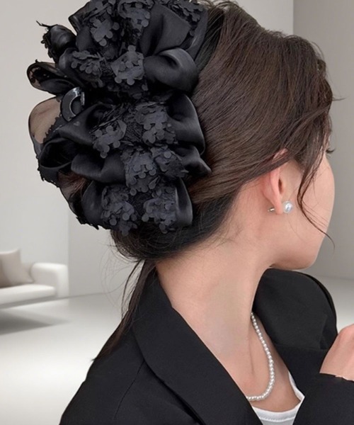 Port（ポート） ヘアクリップ 「 」 ブラックシリーズ ビッグ リボン