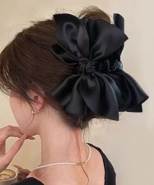 Port（ポート） ヘアクリップ 「 」 ブラックシリーズ ビッグ リボン