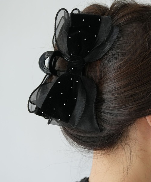 Port（ポート） ヘアクリップ 「 」 ブラックシリーズ ビッグ リボン