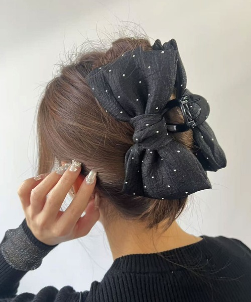Port（ポート） ヘアクリップ 「 」 ブラックシリーズ ビッグ リボン