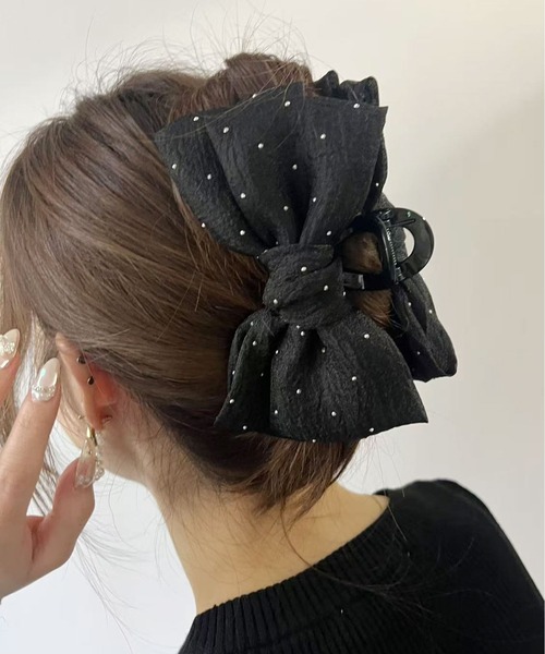 Port（ポート） ヘアクリップ 「 」 ブラックシリーズ ビッグ リボン