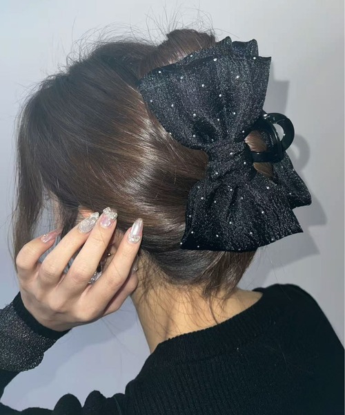 Port（ポート） ヘアクリップ 「 」 ブラックシリーズ ビッグ リボン