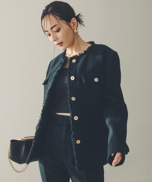 anuans（アニュアンス） ツイードジャケット SMALL ブラック