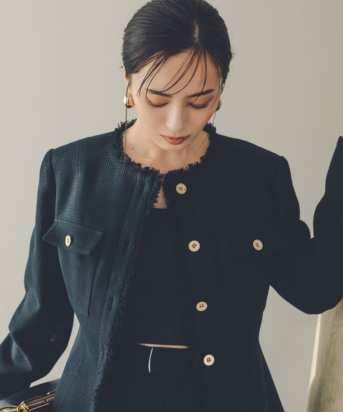 anuans（アニュアンス） ツイードジャケット SMALL ブラック