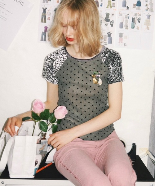 musubore（ムスボレ） tシャツ 半袖 dot ＆ flower raglan tee