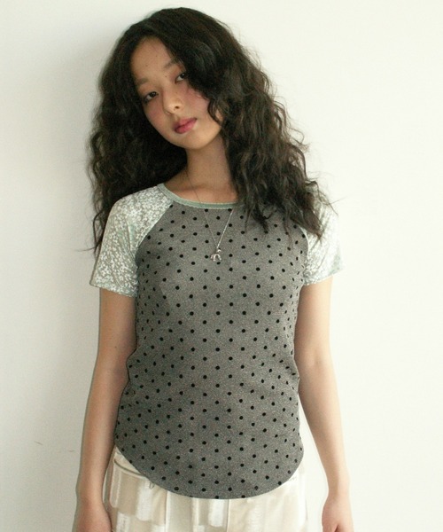 musubore（ムスボレ） tシャツ 半袖 dot ＆ flower raglan tee 