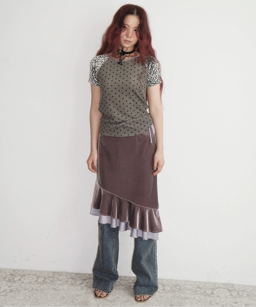 musubore（ムスボレ） tシャツ 半袖 dot ＆ flower raglan tee