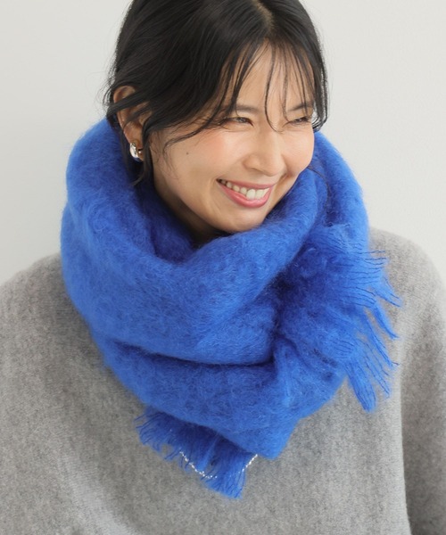【新品】アルアバイル EZCARAY モヘアマフラー ブルー 青 MANTAS EZCARAY」 マフラー FREE レッド レディース 【公式通販】
