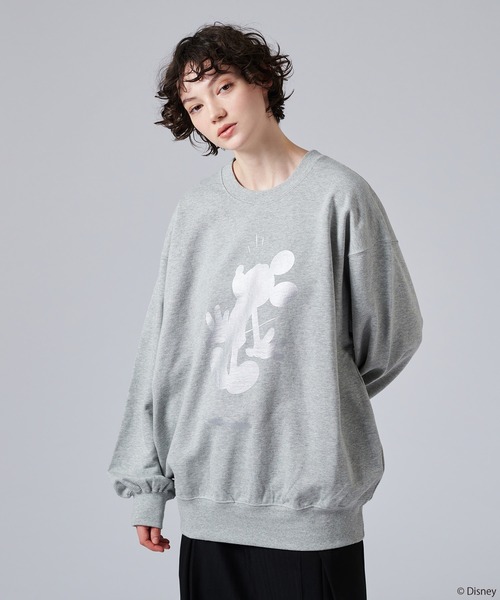 「ONCILY」 スウェットカットソー「Disneyコラボ」 MEDIUM シルバー メンズ_画像6