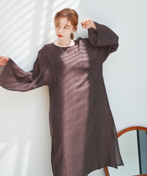 「hinari」 長袖ワンピース SMALL ベージュ レディース_画像2