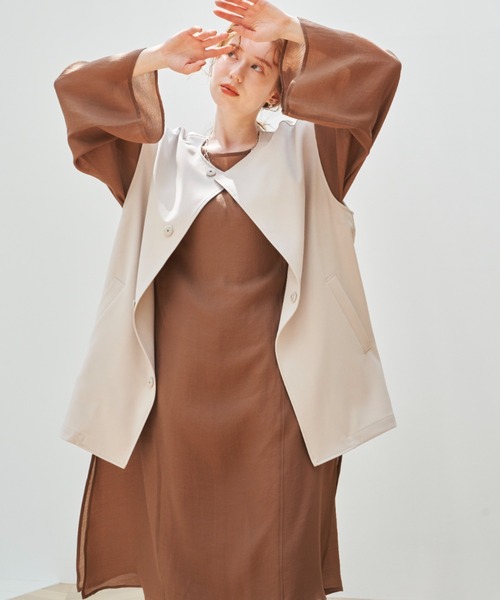 「hinari」 長袖ワンピース SMALL ベージュ レディース_画像4