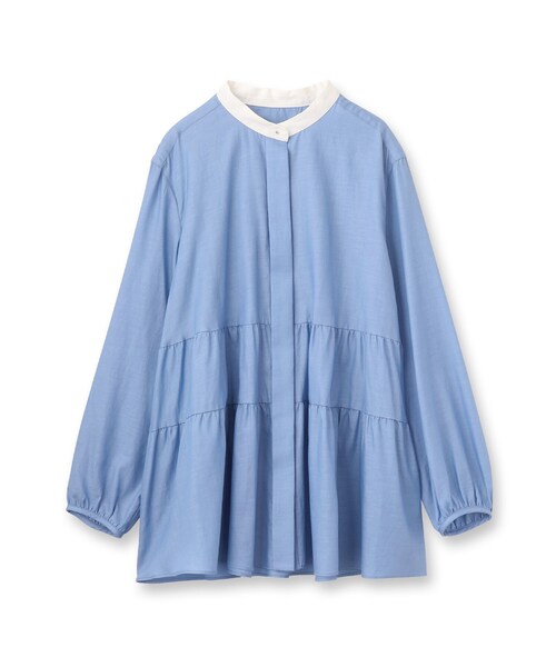 「DRESSTERIOR」 長袖ブラウス 38 ライトブルー レディース_画像7