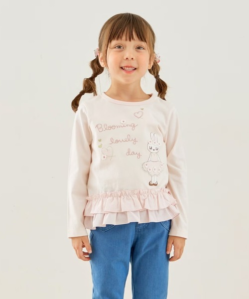 KP tシャツ mimiちゃん 段フリル長袖チュニック キッズ 子供服 女の子