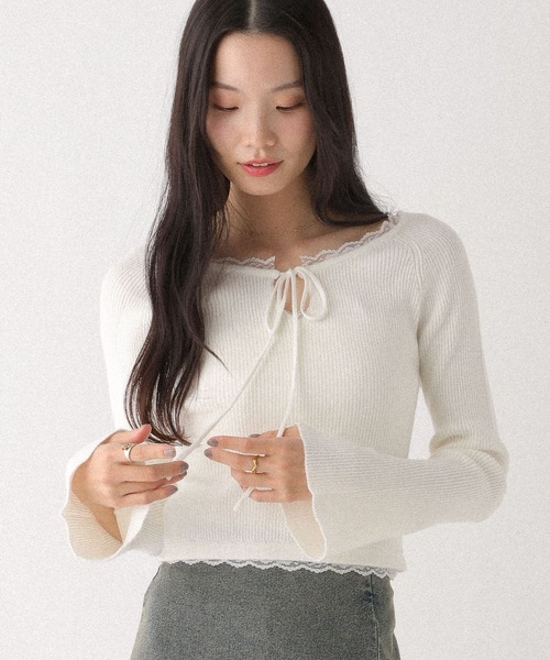 Heather（ヘザー） ニット セーター 2WAYレーストリムニット 659937