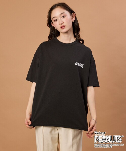 レディースのブラック★0528ビッグTシャツ FREAK'S STORE（フリークスストア） tシャツ 限定展開 PEANUTS