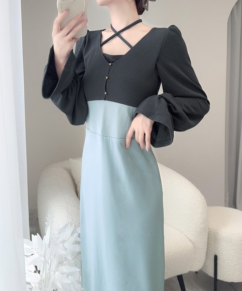 「mily bilet」 長袖ワンピース X-LARGE ブラック レディース_画像4