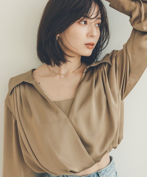 「anuans」 長袖シャツ SMALL ベージュ レディースの画像