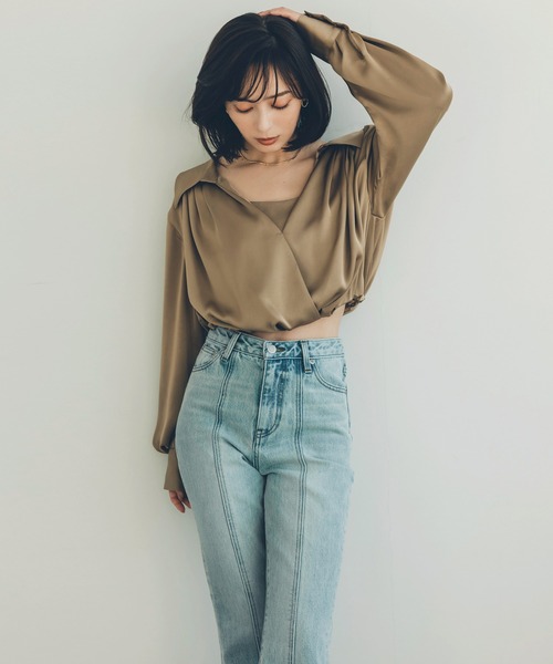「anuans」 長袖シャツ SMALL ベージュ レディースの画像