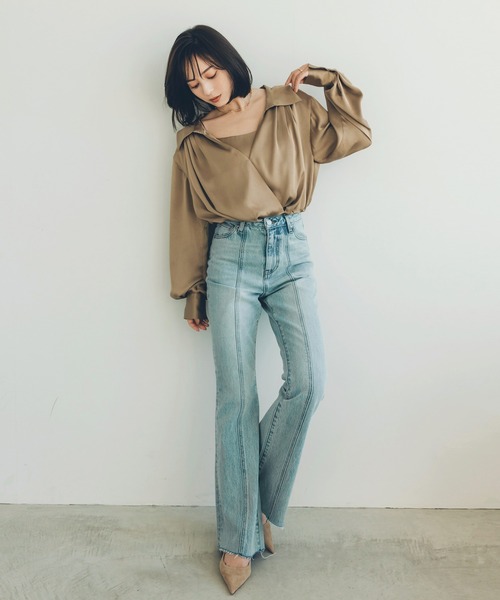 「anuans」 長袖シャツ SMALL ベージュ レディースの画像