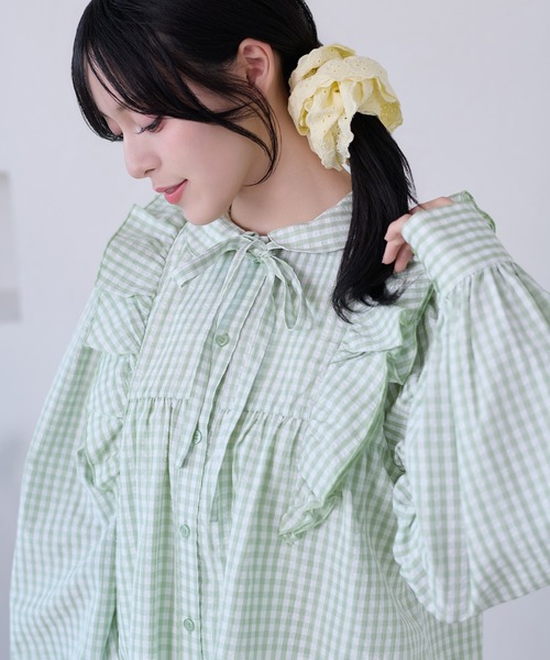 kutir（クティール） ブラウス シャツ 「リボン付き」アソートフリル