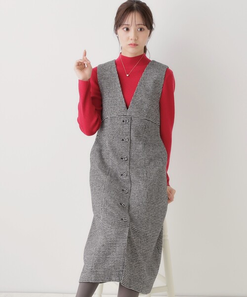 「couture brooch」 ノースリーブワンピース 36 グレー レディース_画像9