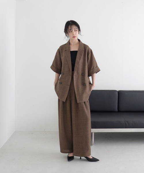 ジャケット テーラードジャケット 「セットアップ対応」スラブツイードダブルジャケット レディースの画像