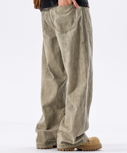 「FreeZone」 デニムパンツ S カーキ メンズ_画像4