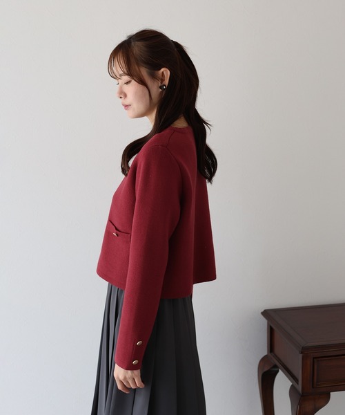 「BLUEEAST」 ニットカーディガン MEDIUM ボルドー レディース_画像7