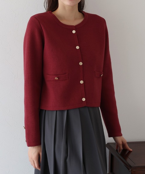 「BLUEEAST」 ニットカーディガン MEDIUM ボルドー レディース_画像9