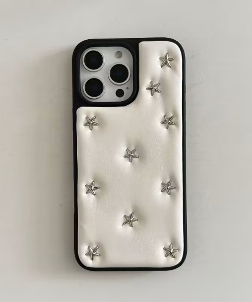 スマホケース 星のスタッズ フェイクレザー iPhone ケース 13/14.15