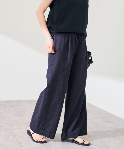 ワイドパンツ パンツ 「追加」綿麻イージーパンツ 2 レディースの画像