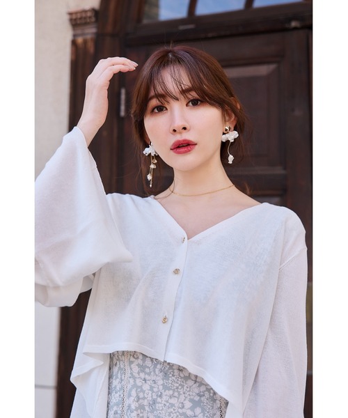 「Her lip to」 ニットカーディガン S ホワイト レディース_画像9