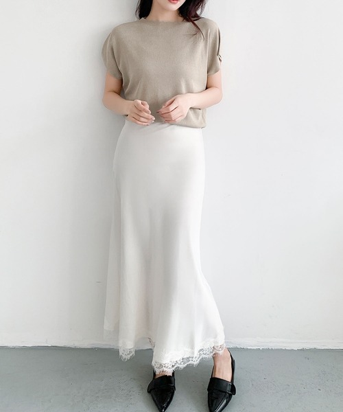 「LOWO」 ロングスカート M ホワイト レディース_画像6