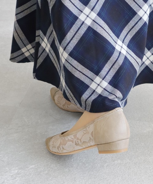 パンプス ポインテッド チュールレースパンプス「日本製