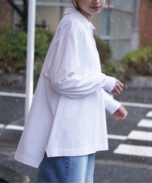 ポロシャツ ポロ HARVESTY/ハーベスティー JUMBO LS POLO SHIRTSジャンボL/Sポロシャツ レディース HARVESTY ポロシャツ ポロ HARVESTY/ハーベスティー JUMBO LS