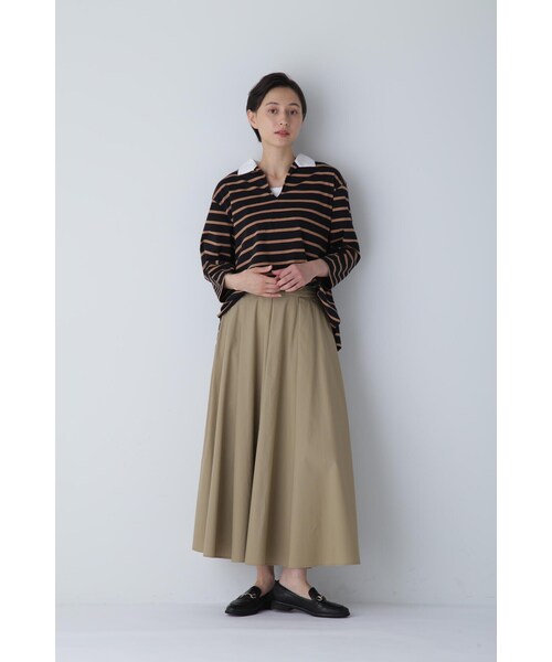 tシャツ ツイストケープカットソー レディース human woman tシャツ ハイゲージボーダー襟付カットソー