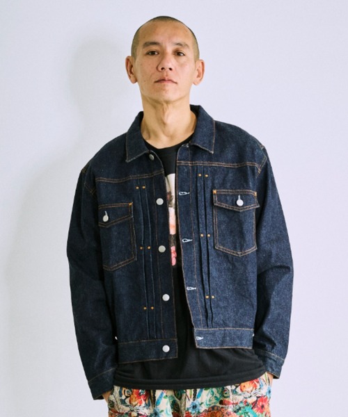 メンズ デニムジャケット ウォッシュデニム 蝶 M00277 セール】【SIDEWAY STANCE】10.5oz ケミカルウォッシュ デニム
