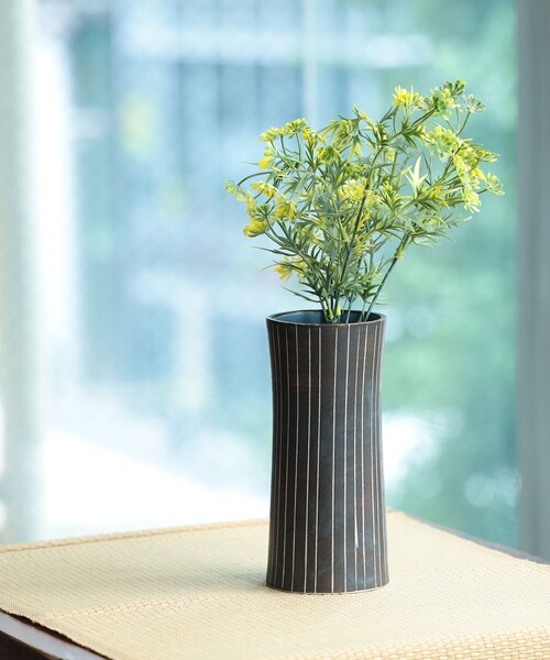 風景画の陶器花瓶 極上手・金襴手様式釉裏彩鹿景色図花瓶 陶芸作家 藤井錦彩 作 桐