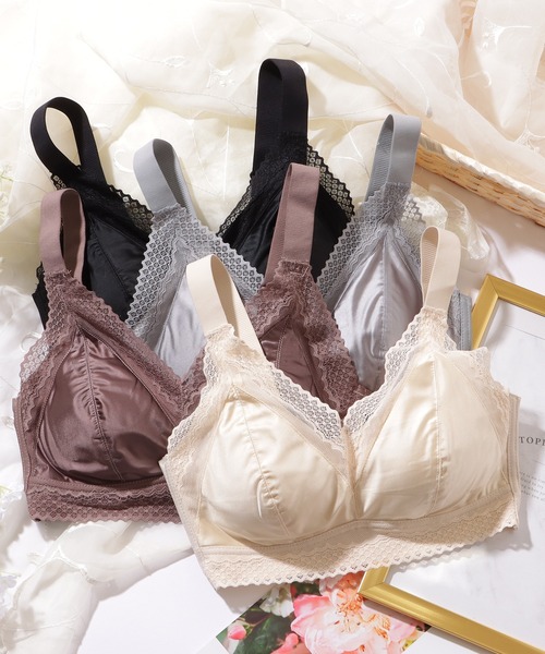 Lace Ladies（レースレディース） ブラジャー サテン レース ノン