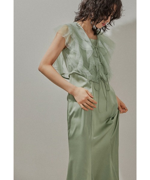 niana リボンチュールボレロレイヤードサテンドレス ニアナ niana リボンチュールボレロレイヤードサテンドレス 結婚式