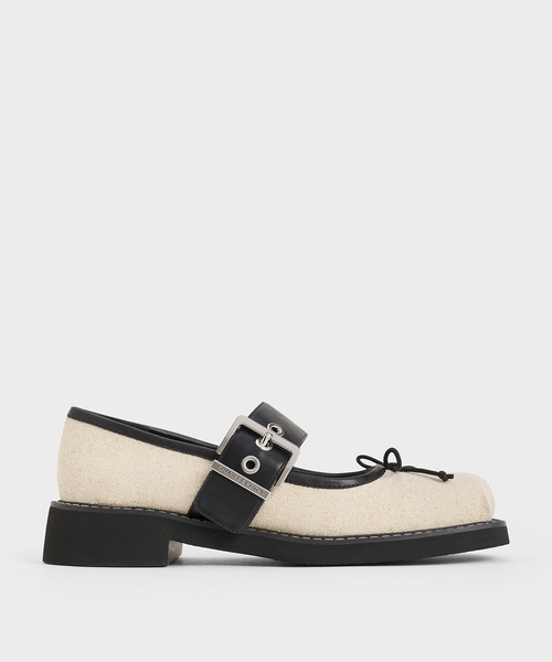 CHARLES ＆ KEITH パンプス スクエアトゥーボウバックルメリー