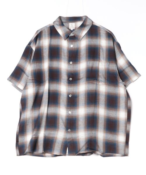 Revo. シャツ オンブレ レーヨンチェック SSシャツ メンズ レディース