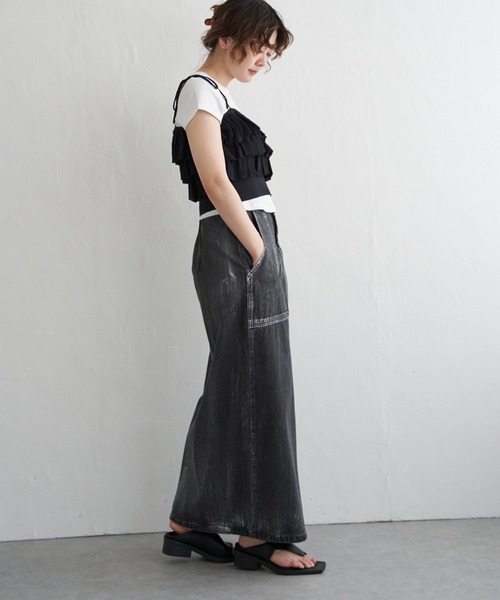 the barnnet フリル付きブラックキャミソール ノンヘッジ non-hedge フリルホルターネックキャミソール