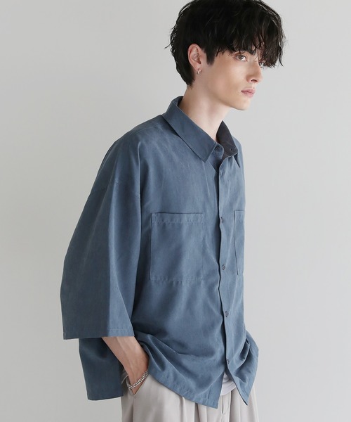 boohoo MAN★半袖 フェイクスエード ボタン シャツ ワイシャツ 88032-88033-1-01.jpg