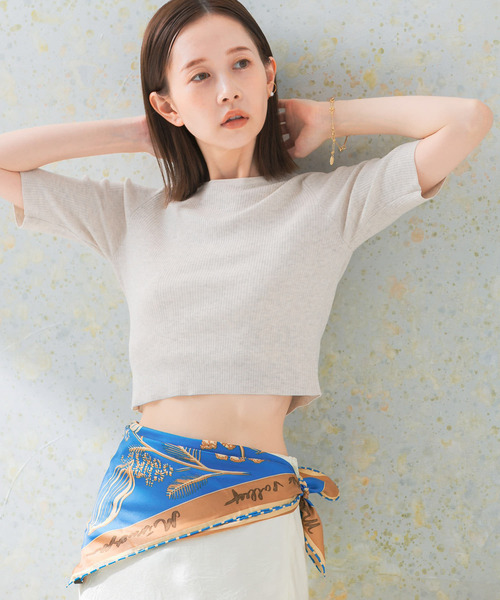 クロップド リブ セーター ニット セーター クロップドリブニット レディース : ZOZOTOWN