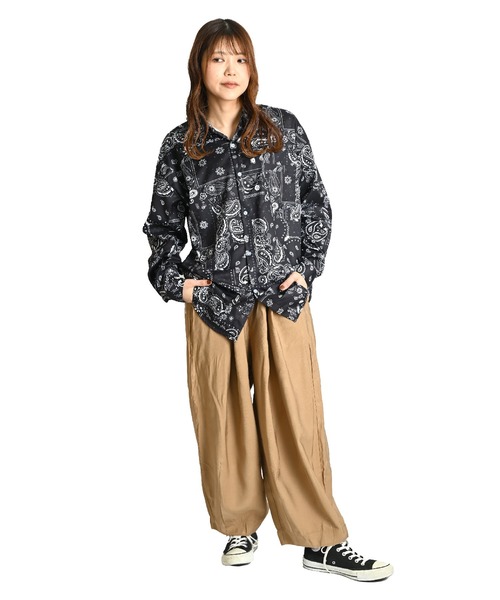 総柄シャツ ペイズリー 長袖ブラウス モード ルーズ 韓国 m6539 marai ブラウス シャツ ペイズリー柄 長袖総柄シャツ レギュラー