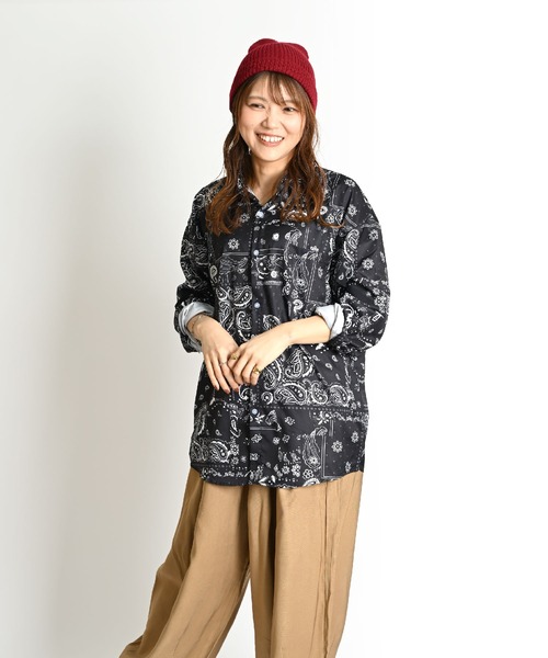 marai ブラウス シャツ ペイズリー柄 長袖総柄シャツ レギュラー