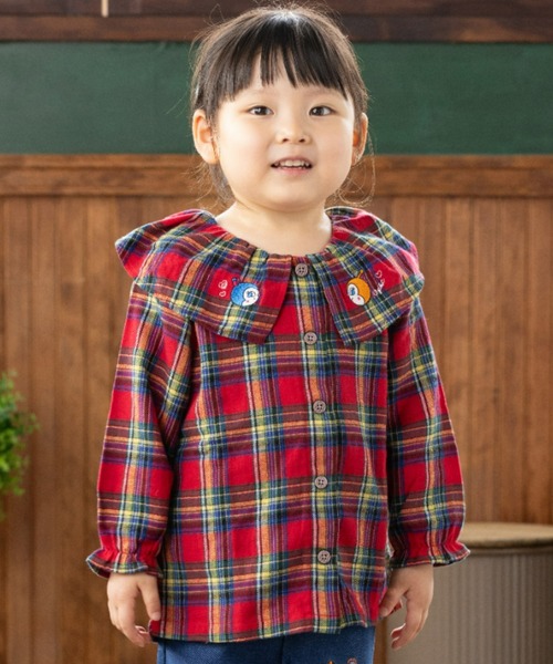 ANPANMAN KIDS COLLECTION シャツ ブラウス フリルカラーチェック  