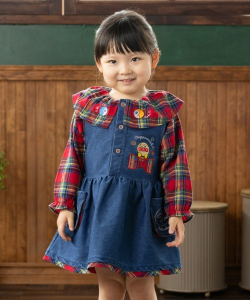 ANPANMAN KIDS COLLECTION シャツ ブラウス フリルカラーチェック  